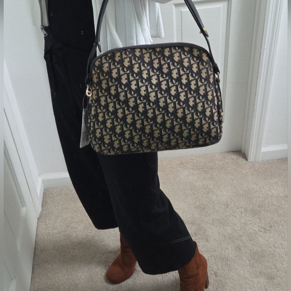 Dior Adjustable 2 Way shoulder strap 1970s Oblique canvas bag Collectable - Picture 13 of 17